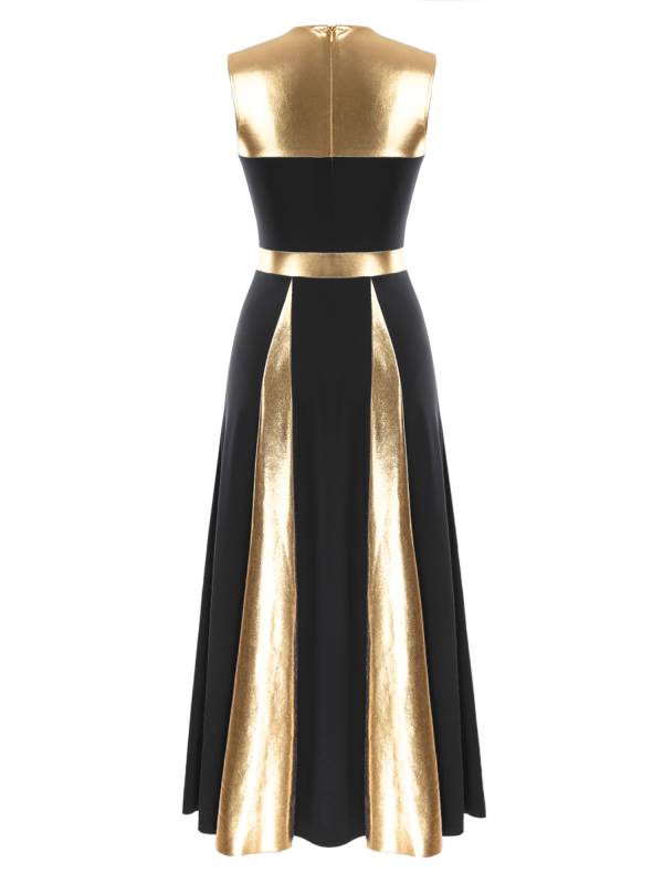 Women Sleeveless Color Block Church Worship Dance Dress(no white underdress) thumb