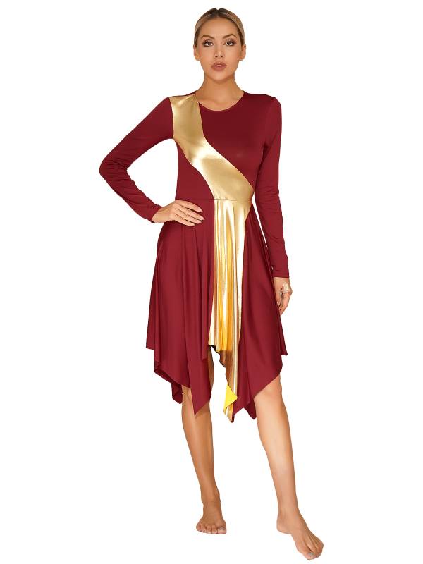 Women Long Sleeve Church Worship Dance Dress thumb