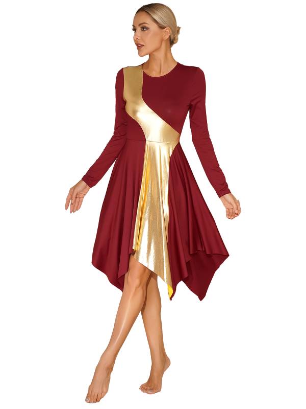 Women Long Sleeve Church Worship Dance Dress thumb