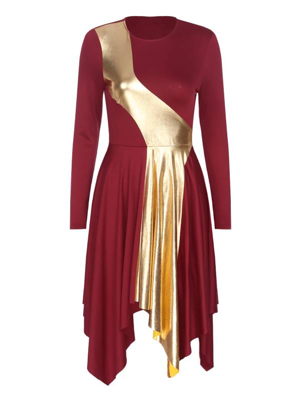 Women Long Sleeve Church Worship Dance Dress thumb