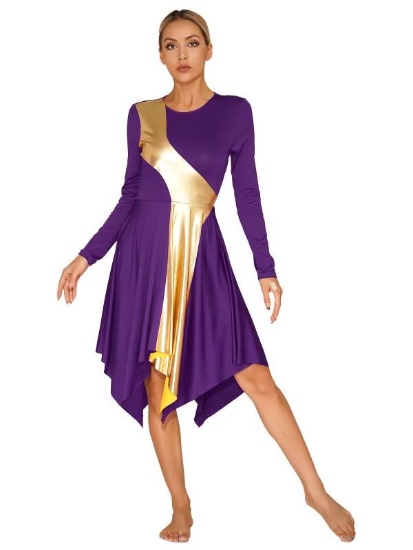 Women Long Sleeve Church Worship Dance Dress thumb
