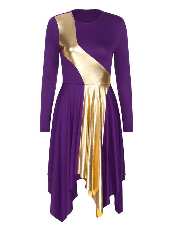 Women Long Sleeve Church Worship Dance Dress thumb
