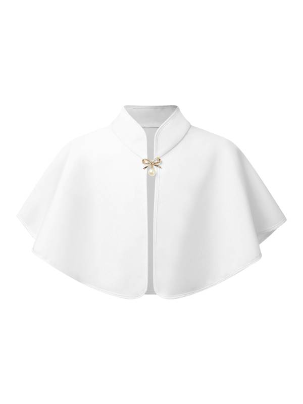 Kids Girls Christmas Brooch Mock Collar Open Front Cap Bolero Dress Accessory thumb