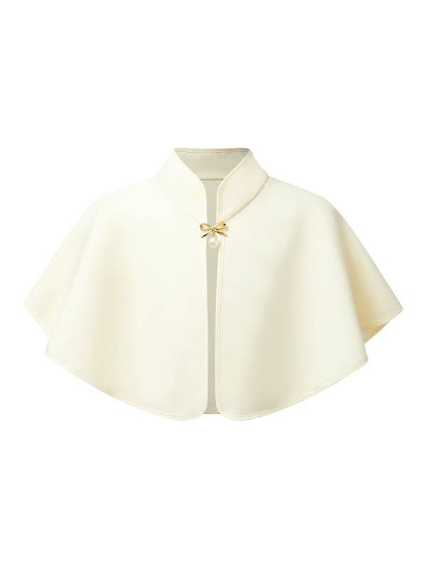 Kids Girls Christmas Brooch Mock Collar Open Front Cap Bolero Dress Accessory thumb