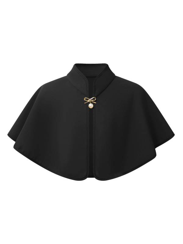 Kids Girls Christmas Brooch Mock Collar Open Front Cap Bolero Dress Accessory thumb