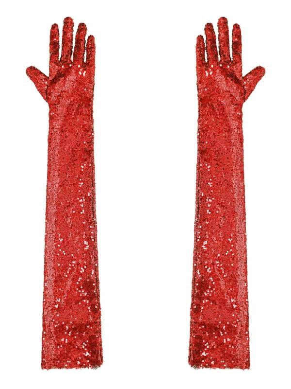 Women Sequin Mesh Vintage 1920s Long Gloves thumb