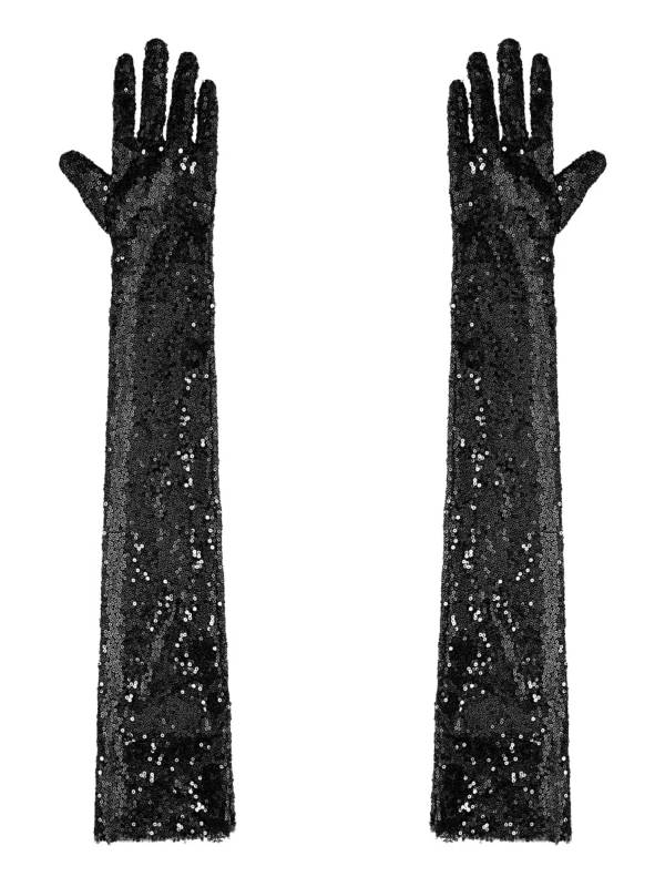 Women Sequin Mesh Vintage 1920s Long Gloves thumb