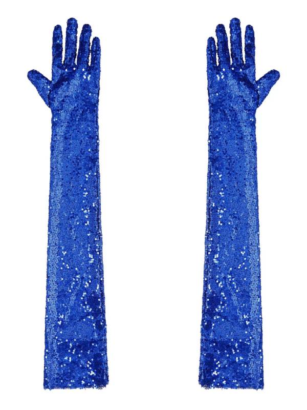 Women Sequin Mesh Vintage 1920s Long Gloves thumb