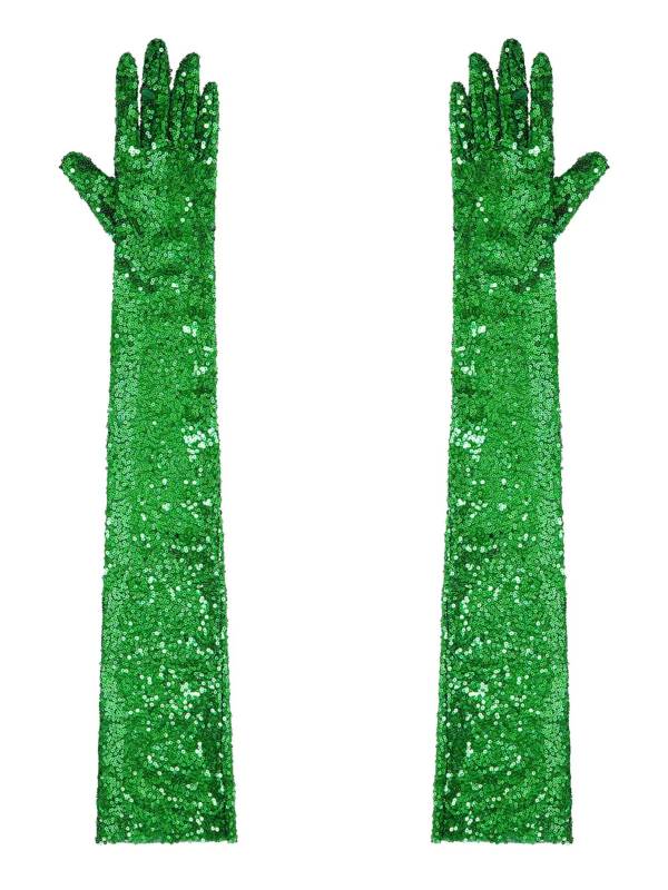 Women Sequin Mesh Vintage 1920s Long Gloves thumb