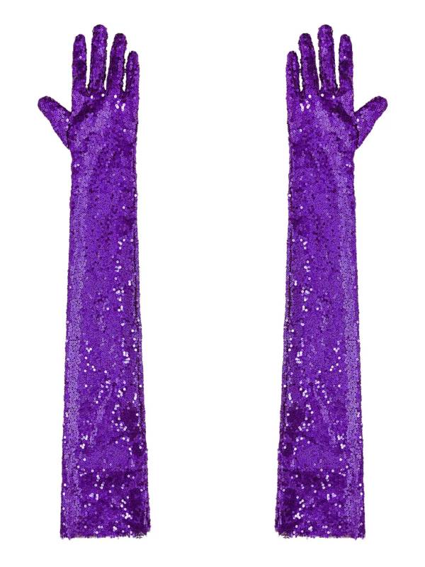 Women Sequin Mesh Vintage 1920s Long Gloves thumb