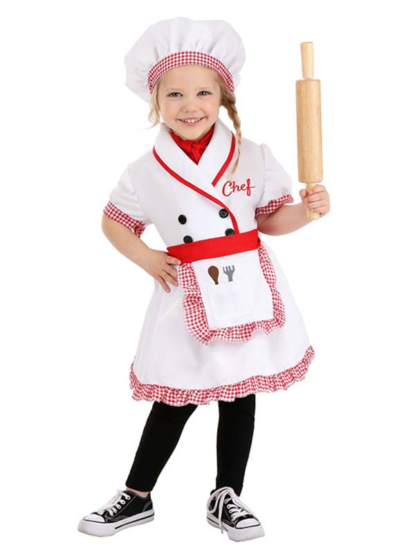 Chef Costume Dress Top with Hat for Kids Girls and Boys thumb