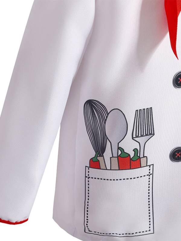 Chef Costume Dress Top with Hat for Kids Girls and Boys thumb