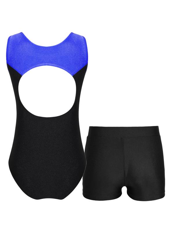 Kids Girls 2pcs Sleeveless Leotard with Shorts Gymnastics Set thumb
