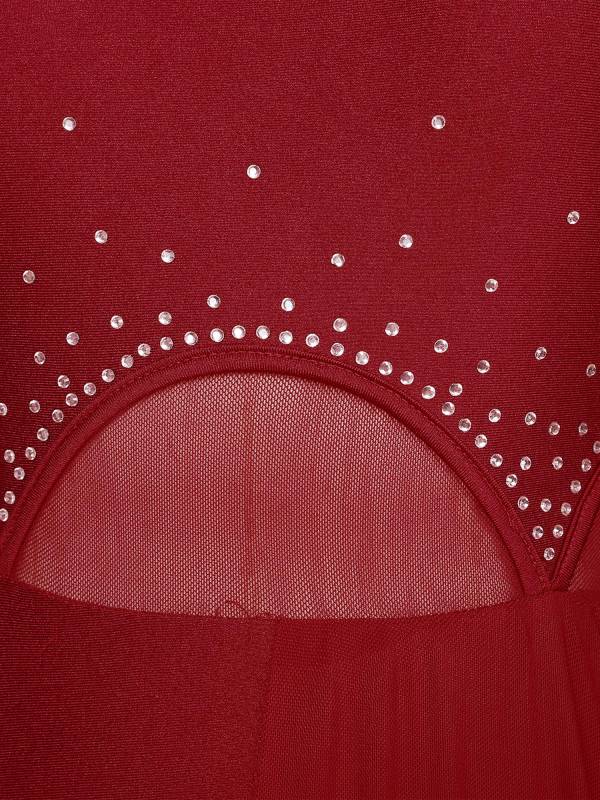 Women Sleeveless Halter Neck Lyrical Dance Dress Split Leotard Dresses thumb