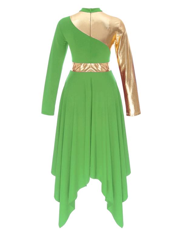 Women Long Sleeve Asymmetrical Worship Dance Dresses thumb