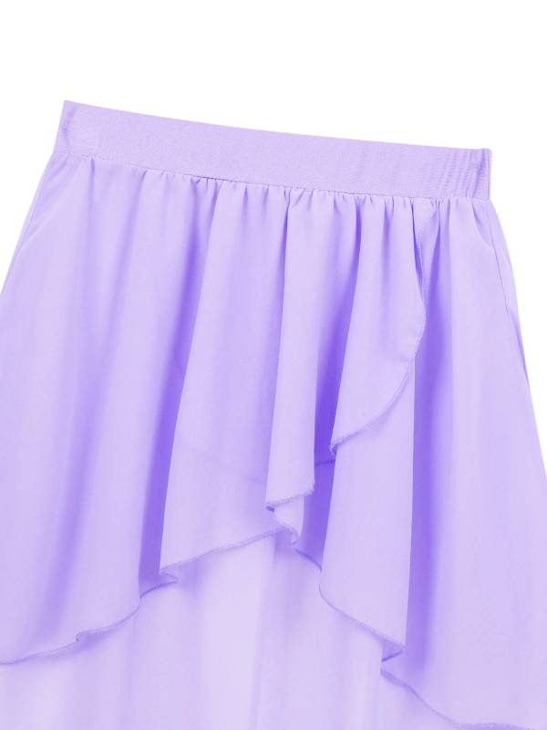 Kids Girls High-Low Chiffon Jazz Dance Studio Practice Skirt thumb