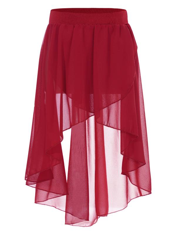 Kids Girls High-Low Chiffon Jazz Dance Studio Practice Skirt thumb