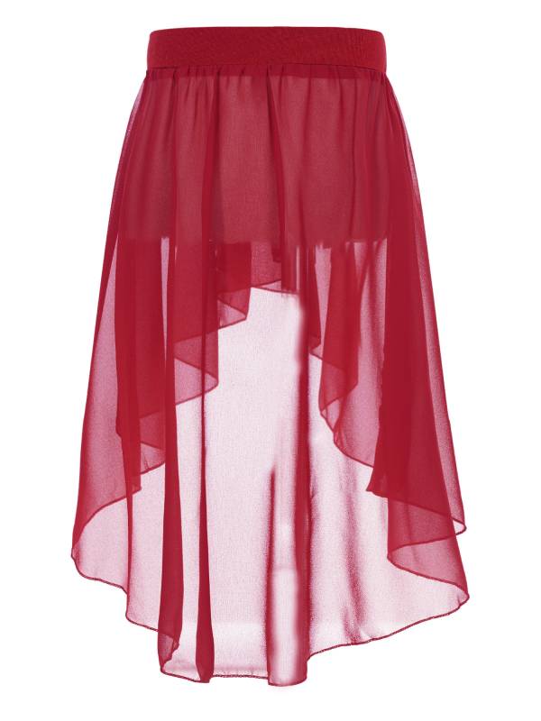 Kids Girls High-Low Chiffon Jazz Dance Studio Practice Skirt thumb