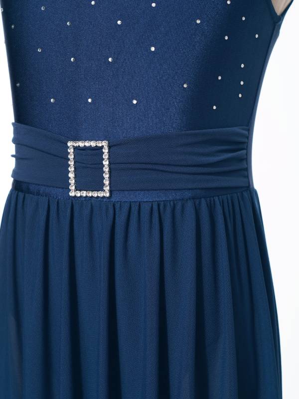 Kids Girls Sleeveless High-Low Lyrical Dance Leotard Dress thumb