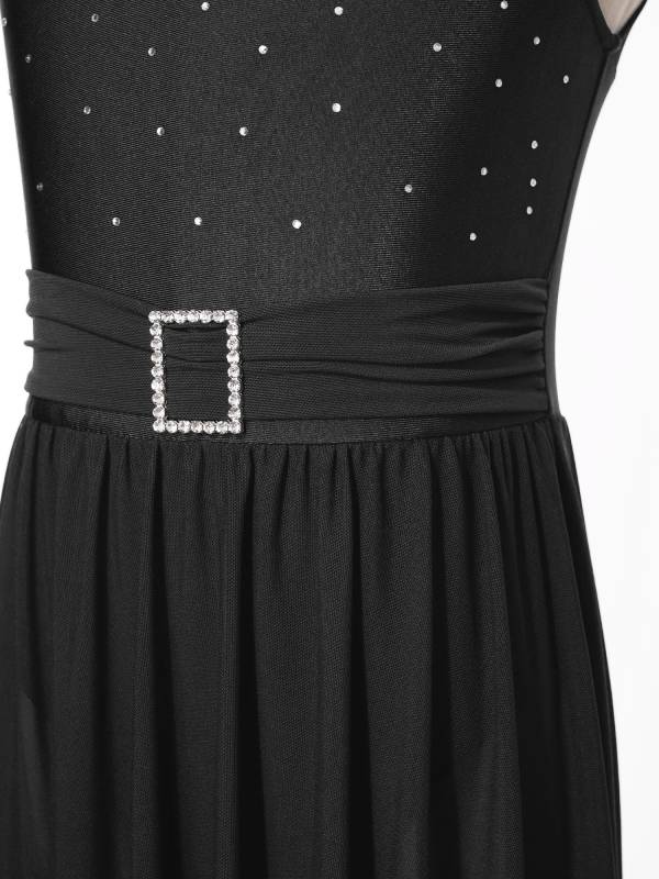 Kids Girls Sleeveless High-Low Lyrical Dance Leotard Dress thumb
