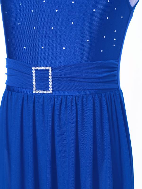 Kids Girls Sleeveless High-Low Lyrical Dance Leotard Dress thumb