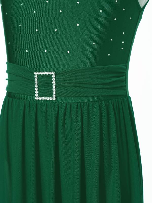 Kids Girls Sleeveless High-Low Lyrical Dance Leotard Dress thumb