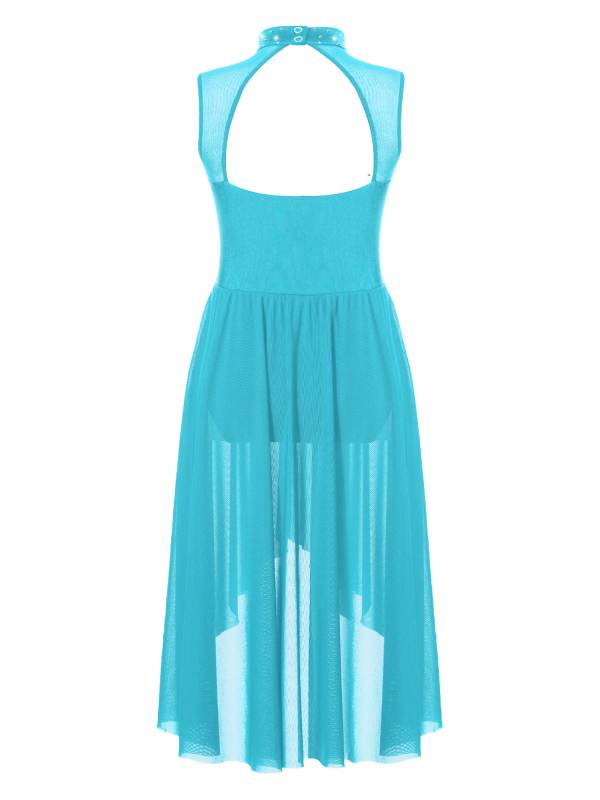 Kids Girls Sleeveless High-Low Lyrical Dance Leotard Dress thumb