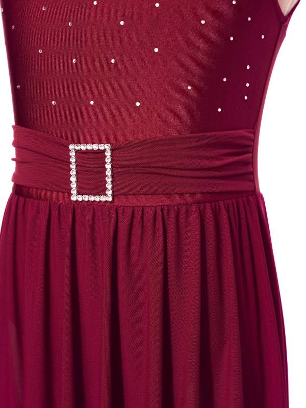 Kids Girls Sleeveless High-Low Lyrical Dance Leotard Dress thumb