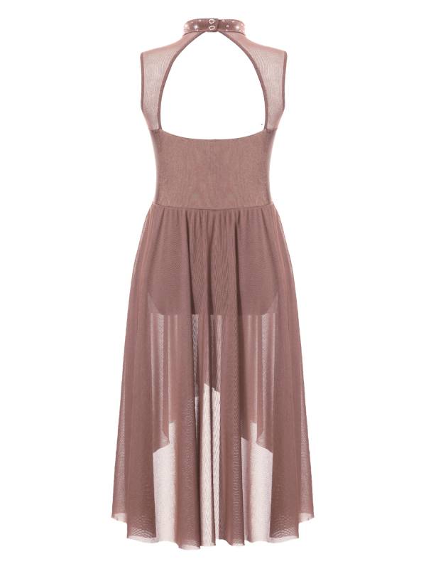 Kids Girls Sleeveless High-Low Lyrical Dance Leotard Dress thumb