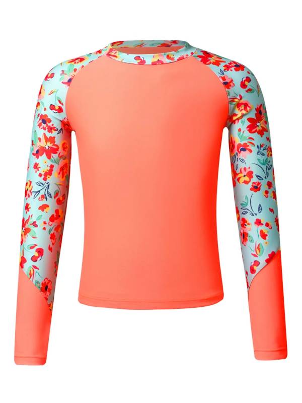 Kids Girls Long Sleeve UPF50+ Rash Guard Swimming Top thumb