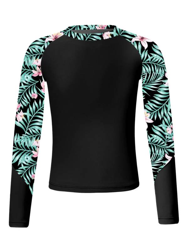 Kids Girls Long Sleeve UPF50+ Rash Guard Swimming Top thumb