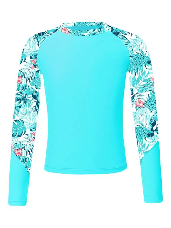 Kids Girls Long Sleeve UPF50+ Rash Guard Swimming Top thumb