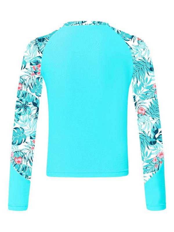 Kids Girls Long Sleeve UPF50+ Rash Guard Swimming Top thumb