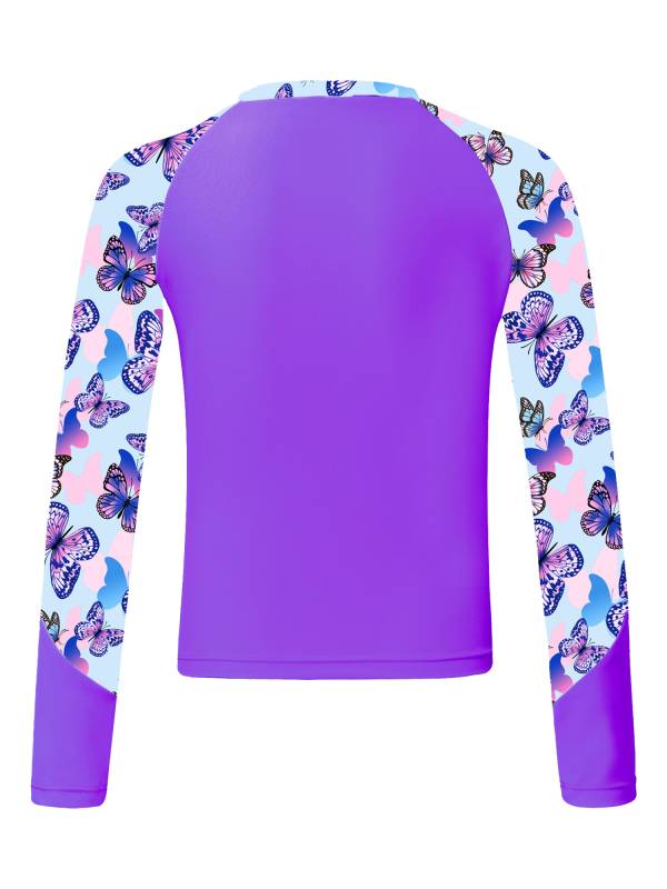 Kids Girls Long Sleeve UPF50+ Rash Guard Swimming Top thumb