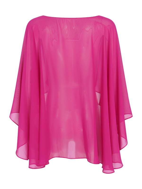 Women Chiffon High Low Shawl Wedding Capes Shrug thumb