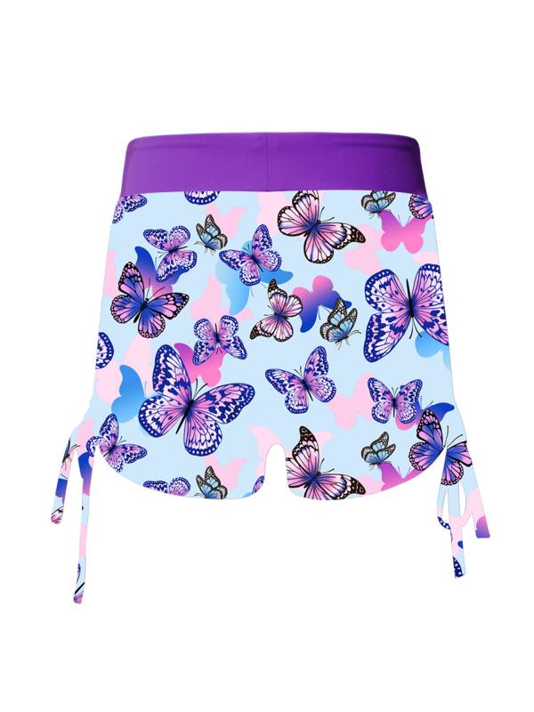 Kids Girls Palm Leaf and Butterfly Print Swim Shorts thumb
