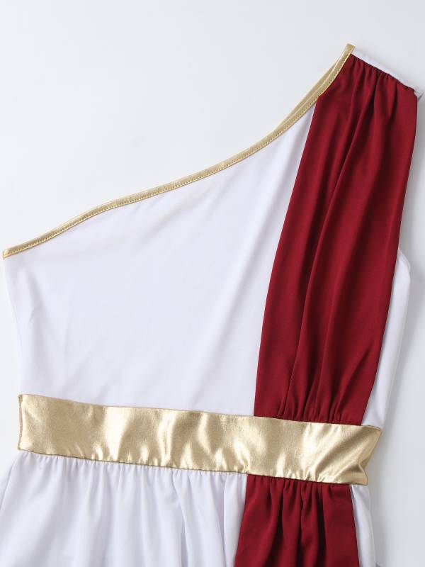 Women One Shoulder Greek Goddess Cosplay Dresses With Headband thumb
