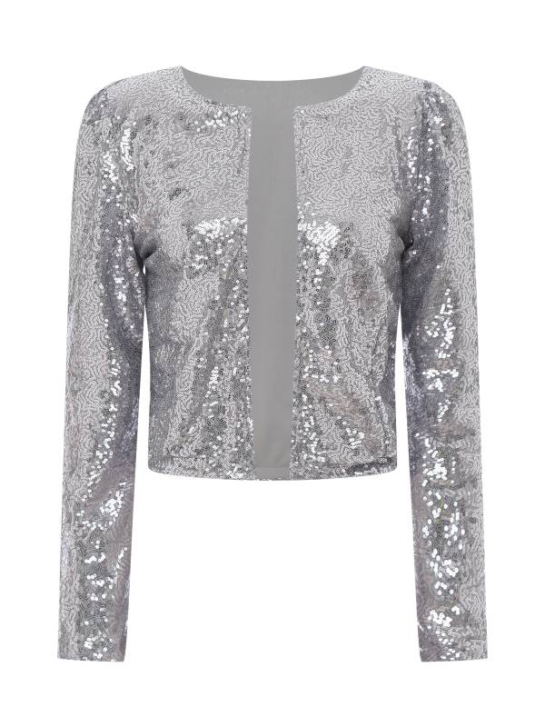 Women Sequin Open Front Coat Long Sleeve Outwear for Cocktail thumb