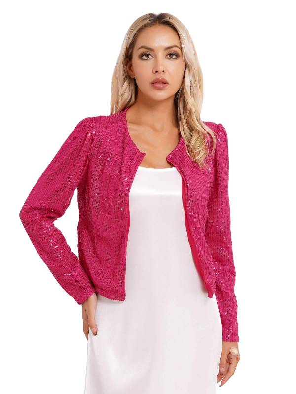 Women Sequin Open Front Coat Long Sleeve Outwear for Cocktail thumb