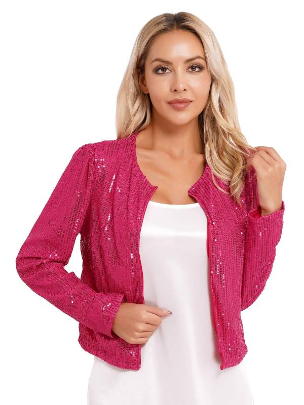 Women Sequin Open Front Coat Long Sleeve Outwear for Cocktail thumb