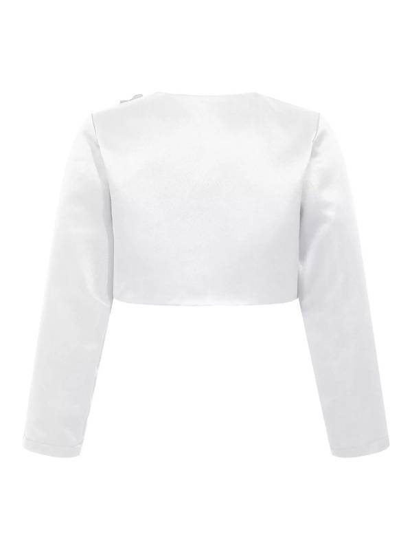 Kids Girls Rhinestone Applique Satin Bolero Cardigan thumb