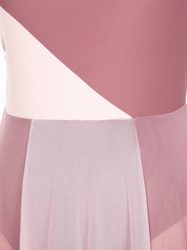 Women Sleeveless Color Block Mesh Lyrical Dance Leotard Dress thumb