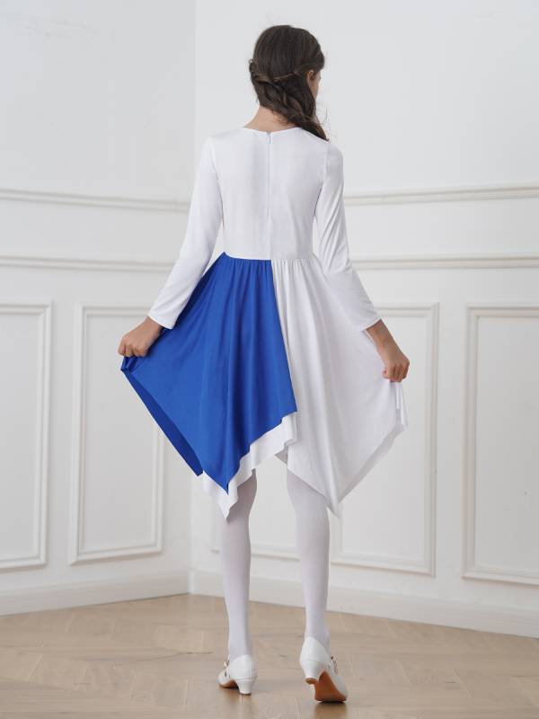 Kids Girls Long Sleeve Praise Dance Dress(petticoat not included) thumb