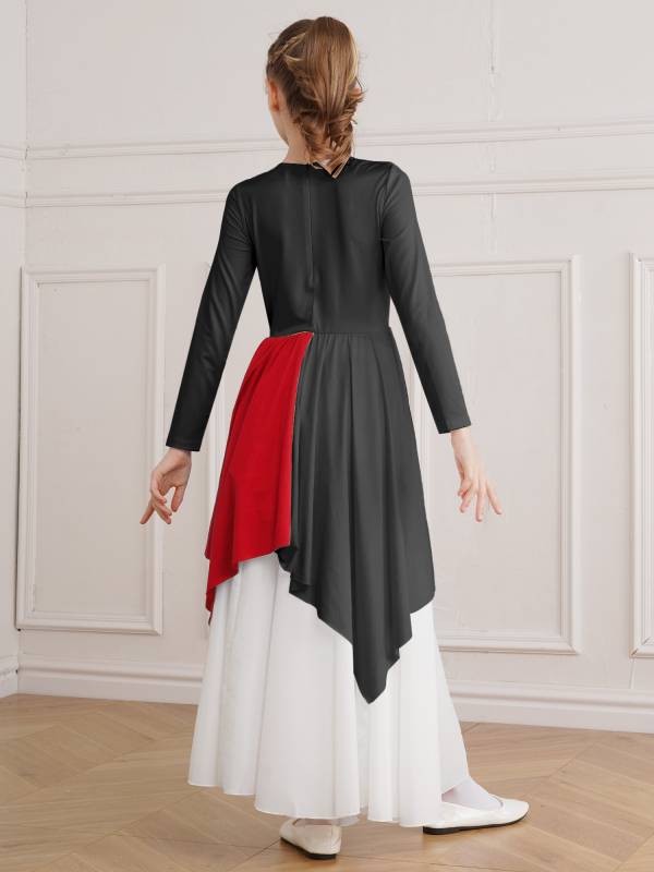 Kids Girls Long Sleeve Praise Dance Dress(petticoat not included) thumb