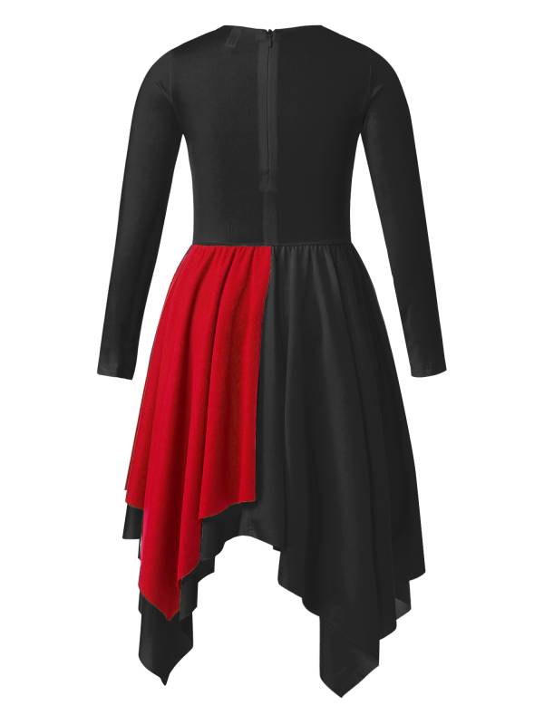 Kids Girls Long Sleeve Praise Dance Dress(petticoat not included) thumb