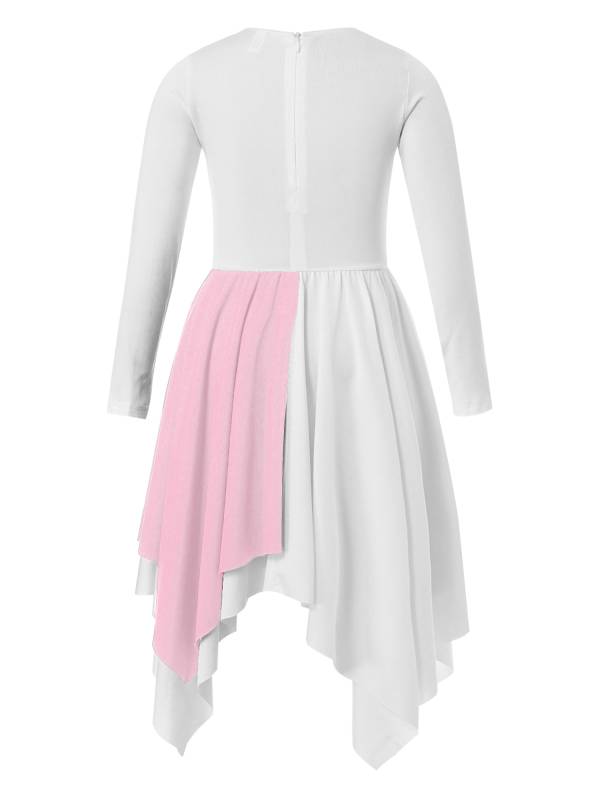 Kids Girls Long Sleeve Praise Dance Dress(petticoat not included) thumb