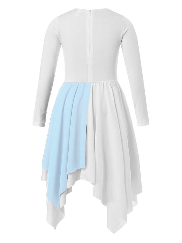 Kids Girls Long Sleeve Praise Dance Dress(petticoat not included) thumb