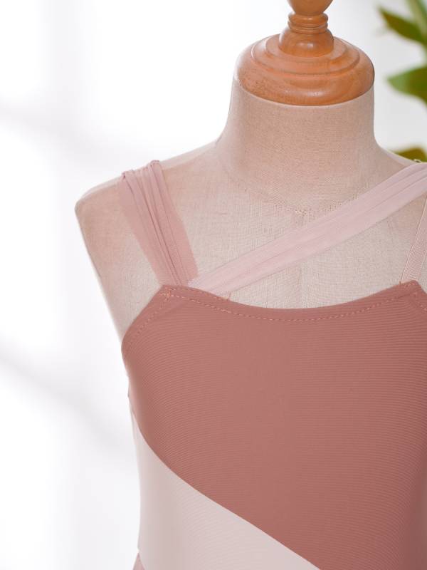 Kids Girls Sleeveless Color Block Lyrical Dance Leotard Dress thumb
