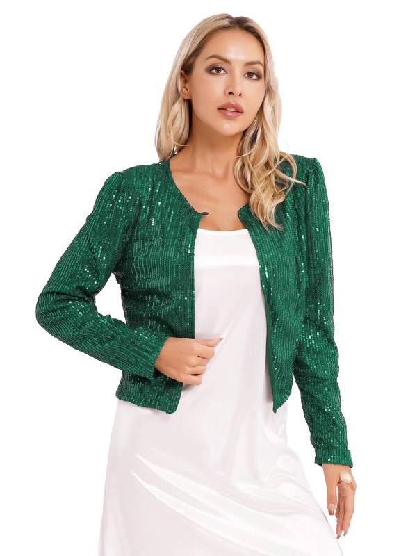 Women Sequin Open Front Coat Long Sleeve Outwear for Cocktail thumb