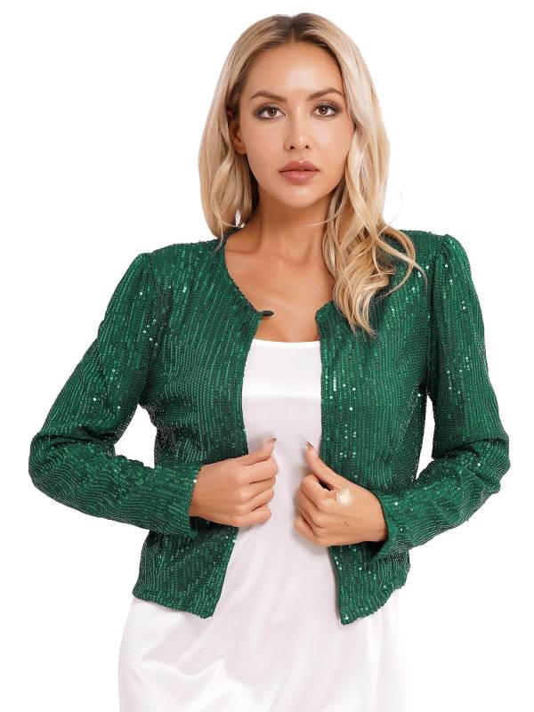 Women Sequin Open Front Coat Long Sleeve Outwear for Cocktail thumb